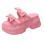 Moodsad uued suvised naiste sussid pl&auml;tud daamide rannakivid kingad kiilkontsaga kingad naine k&otilde;rge platvormiga sussid v&auml;lisliugurid 8CM 34 pink
