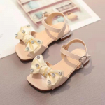Lapsed Mood T&uuml;drukud Sandaalid Rhinestones Vibu Pehmed printsessikingad pidulikeks pulman&auml;itusteks PU madalad kontsad PU avatud varvastega Dropshipping 26 beež
