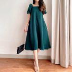 ZANZEA naiste vabaaja kandiline krae l&uuml;hikeste varrukatega suvine avar kleit L roheline