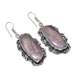 Natural Fluorite Gemstone 925 Sterling Silver Jewelry Earring 2.25 j9g92