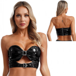 Naiste Hollow Out Metallic PU rinnahoidjad Topid Camisole Bustier naistepesu Rollim&auml;ng Kost&uuml;&uuml;mmuusika Festival Reivipidu Klubir&otilde;ivad Punk Stiil S punane