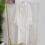 Abaya komplekt kortsus kangast smocked mansettkleit kihiline sall palveriided islam jilbabs naistele ramadan moslem M