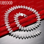 925 Sterling H&otilde;be Kahekordse Rea Helmekaelake Moodne Amulett Pulmaehted 45cm