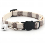 Kassi kaelarihm kella ja vibuga, turvapandla v&otilde;re disain pink. Pearl white plaid fabric roosa