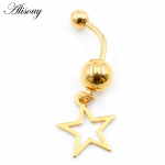 Alisouy 1PC T&uuml;drukut&auml;ht S&uuml;da Liblikas Kuu Roostevabast Terasest K&otilde;ht Naba N&ouml;&ouml;bir&otilde;ngad Piercing Nombril Ombligo Naiste Kehaehted Style 1 h&otilde;be