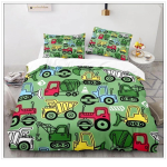 Kohandatud Autode Voodipesu Komplekt Ehitusmasinad Laste Multikakujuline M&auml;nguauto Kingitus Tekikoti Komplekt Kodutekstiilid Voodipesu Kuninganna Kuninga Suurus EU Single 135x200cm beige