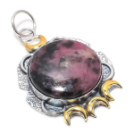 Rhodonite Handmade 925 Sterling Silver Gift Two Tone Pendant 2.29 b2l98