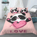 Multifilmist Panda Tekikottide Komplekt Poistele T&uuml;drukutele Lastele Teismelistele Pehme Mikrokiust Loomateemaline Panda Voodipesukomplekt Double Queen King Suurus EU single(135x200cm)
