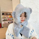 M&uuml;ts ja sall &uuml;hes Naiste mitmek&uuml;lgne ja armas pl&uuml;&uuml;sist m&uuml;ts talveks soe ja paks k&uuml;lmumisvastane ja tuulekindel kapuutsiga sall talveks one size