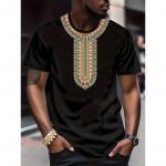 Aafrika etnilise mustriga T-s&auml;rk meestele Tribal Dashiki 3D prinditud s&auml;rgid Suvised vabaaja l&uuml;hikeste varrukatega T-s&auml;rgid &Uuml;markaelusega topid 2XL