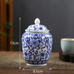 Sinine-valge keraamiline kaanega teepurk Hiina majapidamistarbeks niiskuskindel suletud purk Retro General Jar Gift keraamiline hoiupaak
