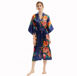 Mugav Koduriietus Simulatsioonsiidist Satiin K&auml;sitsi maalitud Pojeng Pikk Kimono Hommikumantel &Uuml;heosaline Kampsun Mood Temperament Elegantne One size