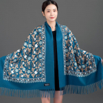 Cheongsam Mom Ginkgo tikitud imitatsiooniga ka&scaron;miirist sall tuttidega 200*70cm