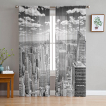 Hall New York City l&auml;bipaistvad voile kardinad Akna kaunistus k&ouml;&ouml;ki, elutuppa, magamistuppa Kaasaegsed t&uuml;llkardinad 1 PCS W100XH250cm&Rod Pocket