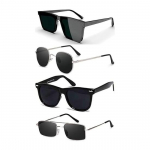 Sheomy Karan Aujla Shades Unisex komplekt 4 kaitseprillid ristk&uuml;lik polariseerimata p&auml;ikeseprillid varjud Retro Vintage kitsad mustad prillid google pakkumine 4 tk.