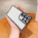 Bling Glitter Diamond Cover l&auml;bipaistev &uuml;mbris Samsung Galaxy S25 S24 Ultra iPhone 16 Pro Max 15 14 13 Pro &uuml;mbris pehme kattega silikoon TPU iPhone 13 must