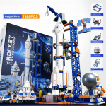 1065PCS kosmoselennunduse mehitatud raketi ehitusplokid Lennundusmudeli astronauti ehitusplokid Kosmose tellised ehitusm&auml;nguasi lastele