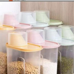 Niiskus- ja putukakindel l&auml;bipaistvast plastikust k&ouml;&ouml;gis&auml;ilituspurk teraviljade, p&auml;hklite, v&uuml;rtside ja suupistete jaoks 1.9L roosa