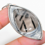 Black Rutile Handmade 925 Sterling Silver Jewelry Pendant 2.44 u9b09
