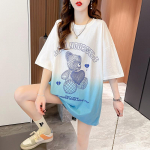 Summer Fashion Bear Gradient L&uuml;hikeste varrukatega T-s&auml;rk naiste tr&uuml;kitud pluus &Uuml;markaelusega naiste riided XXL sinine