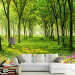 3D loodusmaastikuga seinapaber, metsapuud, fotoseinamaal, elutoa TV-diivani taust, kodu kaunistus 200 cm(W) x 140 cm(H)