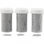Assortiment de mini bille en verre - Argent - 0,6 &agrave; 3 mm - 3 pcs