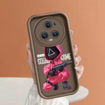 Pehme silikoonist ruudukujuline redelprintimise mustriga telefoni korpus, t&auml;iskaanega kaamera p&otilde;rutuskindel kummist &uuml;mbris Huawei Honori jaoks Honor 300 must