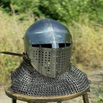 Keskaegne Roa Bascinet Kiiver LARP R&uuml;&uuml;tli Kiiver Kettv&otilde;rguga Terasest Kiiver Visiiriga T&auml;iuslik LARP