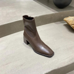 Kevad S&uuml;gis Mood kingad Paksu tallaga Pehmest Nahast L&uuml;hikesed Saapad Ruudukujulised Toe T&otilde;mblukk Naiste Saapad Vabaaja Chelsea Saapad Kingad traf 35