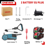 ONEVAN 5000W Harjadeta Elektriline Muruniiduk 48000RPM Juhtmeta Rohutrimmer 3 K&otilde;rgusereguleerimisega Aiat&ouml;&ouml;riist 21V 18V Akudele 2Battery 1EU Plug