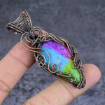 Rainbow Solar Quartz Handmade Copper Wire Wrap Jewelry Pendant 2.84 v9a62