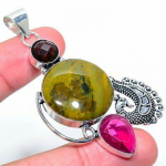 Ocean Sea Jasper Gemstone Handmade 925 Sterling Silver Pendant 2.76 v3t33
