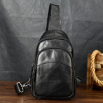 Ehtne Nahast Meeste Rinnakott Crossbody Kott Pealmine Kiht Veisenahk Moodne Meeste Rinnakott V&auml;ike Seljakott must