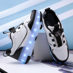 Laste neljarattalised jooksujalatsid Eemaldatavad lamedad kingad Laetavad USB helendavad spordivalgusega kingad T&uuml;drukute rulluisud Poiste kingad 35 must