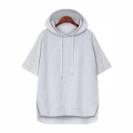 Korea stiilis &uuml;hev&auml;rviline n&ouml;&ouml;riga T-s&auml;rk: Naiste kapuutsiga l&uuml;hikeste varrukatega vaba l&otilde;ikega suvine dressipluus L hall v&auml;rv