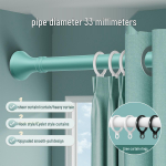 Rooma Puurimiseta Teleskoopiline Kardina- ja Riiete Kuivatuspuu &Uuml;he Kinnitusega Telescopic: 2.6-3.5m [Includes 20 Rings]