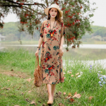 Naiste vabaajakleidid suvised vintage-riided pluss-suuruses elegantne l&uuml;hikeste varrukatega suvine pikk kleit XL