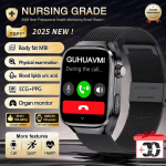 2025 Uus Vererasvade ja Kusihappe Ravi Nutikell Meestele EKG+PPG S&uuml;dame l&ouml;&ouml;gisagedus Spordi HD K&otilde;ne Tervisliku seisundi J&auml;lgimine Samsungi Nutikella jaoks Black Mesh Belt 2A