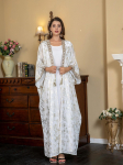 SW013 Suvine kuumstantsitud pikk hommikumantel abaya mosleminaistele XXL valge