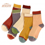 5 paari naiste Candy Color Splicing Design sokid, toru keskel soonikkoes, hingav, higi imav, k&otilde;rge elastsusega