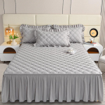 3 tk Elegantne H&otilde;bedane Tepitud Voodiseelik Ruffles detailidega - Pehme, Mugav, T&auml;iuslik Magamistoa, Elutoa, K&uuml;lalistetoa Dekooriks, Magamistoa Dekoor 150*200CM
