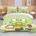 10 suurust Sanrio Keroppi tr&uuml;kitud voodipesukomplekt Laste multikas-anime tekikott tekk padjap&uuml;&uuml;r Poisid T&uuml;drukud Lapsed T&auml;iskasvanud Kuningas Kingitus EU Single 135x200cm white