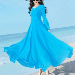 Suvemood Uus Korea Lihtne Elegantne Keskmise Pikkusega Sifonkleit &Uuml;hev&auml;rviline V-kaelusega V&ouml;&ouml;kohalt Lukuga Paigaldatud Liblikavarrukatega Kleit 5XL elevandiluuvalge