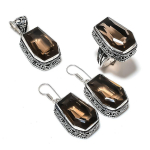 Natural Smoky Topaz Gemstone Handmade 925 Sterling Silver Jewelry Set t5g10