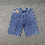 RogueWave Retro Denim L&uuml;hikesed P&uuml;ksid Tikitud Hip-hop &Otilde;mblusega Pesitud T&auml;navatrend High Street Vabaaja Spordip&uuml;ksid M sinine