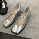 Prantsuse Mary Jane kingad Naiste pumbad Kevad S&uuml;gis Keskmise kontsaga Paksu ruudukujulise ninaga Loaferid N&ouml;&ouml;p Madal Must Pruun Naiste kontsad 39 gray