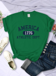 America 1776 Athletic Dept Letter T-s&auml;rk Naiste Sport Casual Crop Top Cool Hip Hop T-s&auml;rk Pehme hingav T-s&auml;rk naiste 4XL