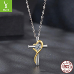 Mosambiigi teemantristi armastuse kaelakee clavicle'i ketiga, lihtne klassikaline S925 sterlingh&otilde;bedast kaelakee 925 silver
