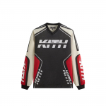 Kith S&uuml;gis/Talv 25 Moto Mesh Donovan Moekas V-kaelusega Pikkade varrukatega T-s&auml;rk Meeste Topid KHM033271-001 S