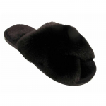 Naiste t&uuml;drukute kohevad sussid naiste kunstkarusnahast avatud varbaga Cross Over Mules naiste kingad 40-41 must